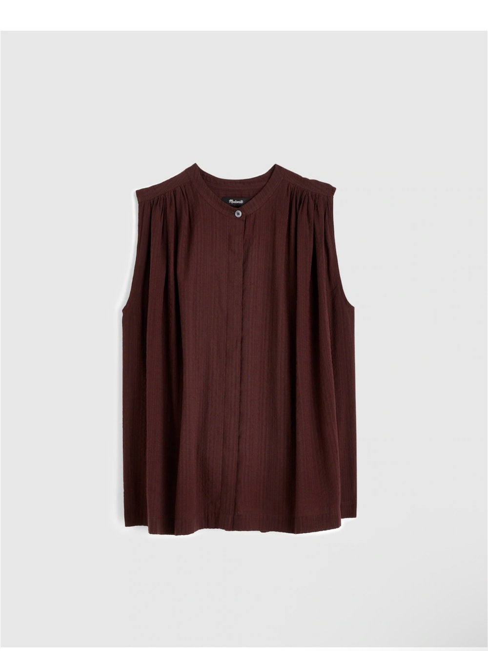 Madewell Burnt Coca Seersucker Sleeveless Button-Front Camisole Mae Top OA418 XS